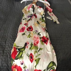 Halter floral brooch dress